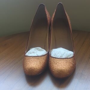 J Crew Elegant Gold/Bronze Glitter Heels